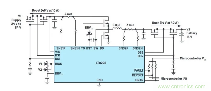 簡(jiǎn)化雙電池電源系統(tǒng)，48 V/12 V汽車應(yīng)用指日可待