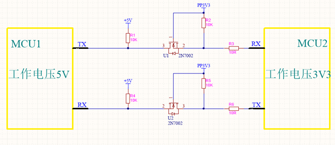 不同的電平信號的MCU如何進行串口通信？